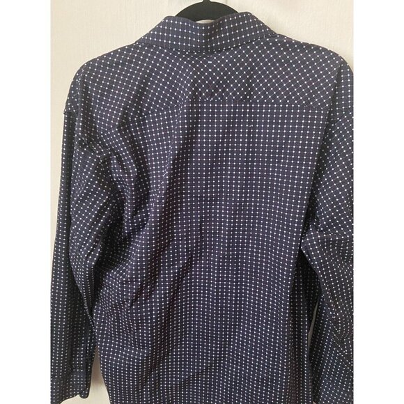 1670 Slim Fit Dress Stretch Navy Blue Shirt Size 17 32/33 - Picture 7 of 7